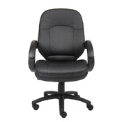 Boss LeatherPlus Cover Padded ArmrestExecutive Chair in Black, B726-BK